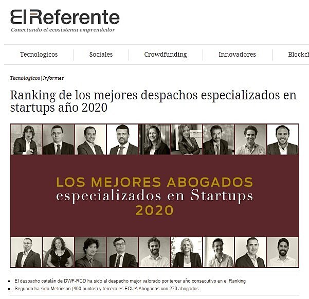 Ranking de los mejores despachos especializados en startups ao 2020